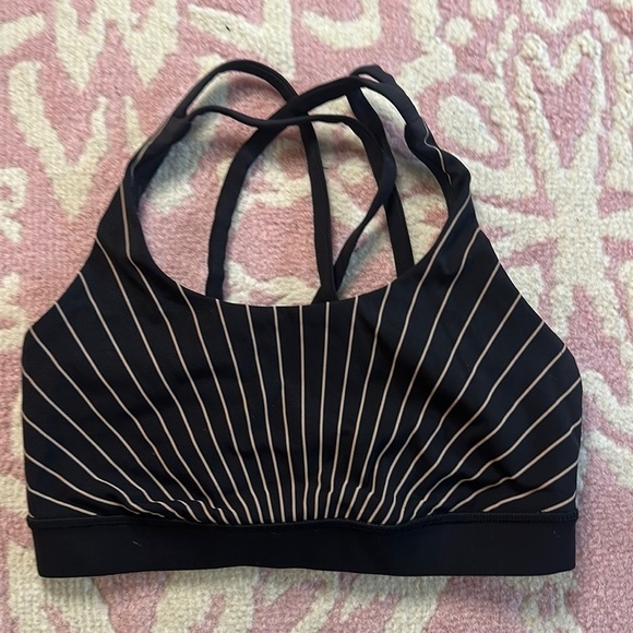 lululemon athletica Other - Lululemon Athletica Black Stripe Sports Bra Strappy Back Women's Size 4